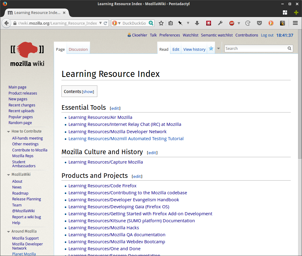 Learning Resource Index - MozillaWiki - Pentadactyl_379