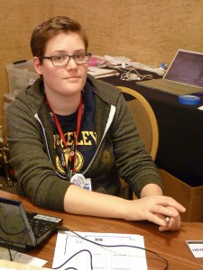Christie Koehler, conference co-organizer, at registration