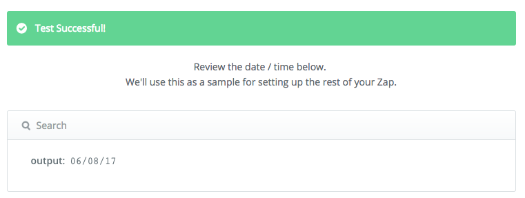 Test results for date formatter action.