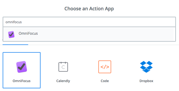 Select OmniFocus app for Step 4.